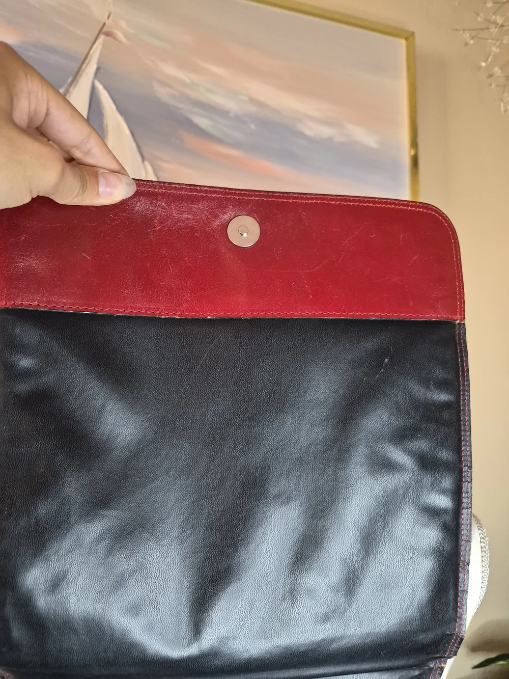 Vintage Stone Ridge Women's Red Leather Adjustable Backpack